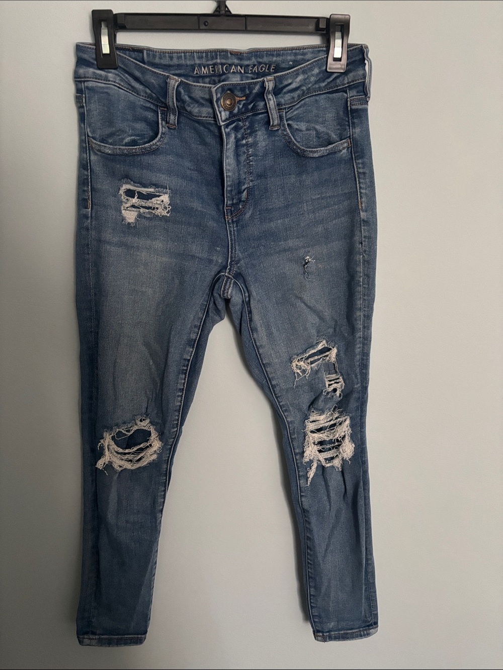 American Eagle Outfitters Distressed Light Blue Skinny Jeans
